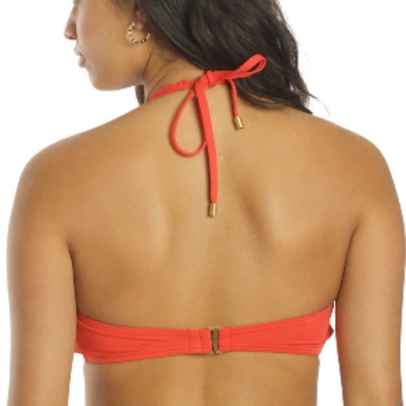 Vince Camuto Serengeti Logo-Ring Cutout Halter Bikini Swim Top Red Sunset S - Picture 9 of 15